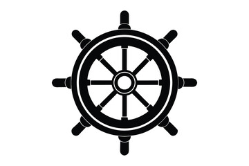 wooden ship steering wheel vector illustration on white background