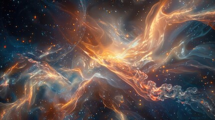 Ethereal wisps of light dancing across an abstract cosmos