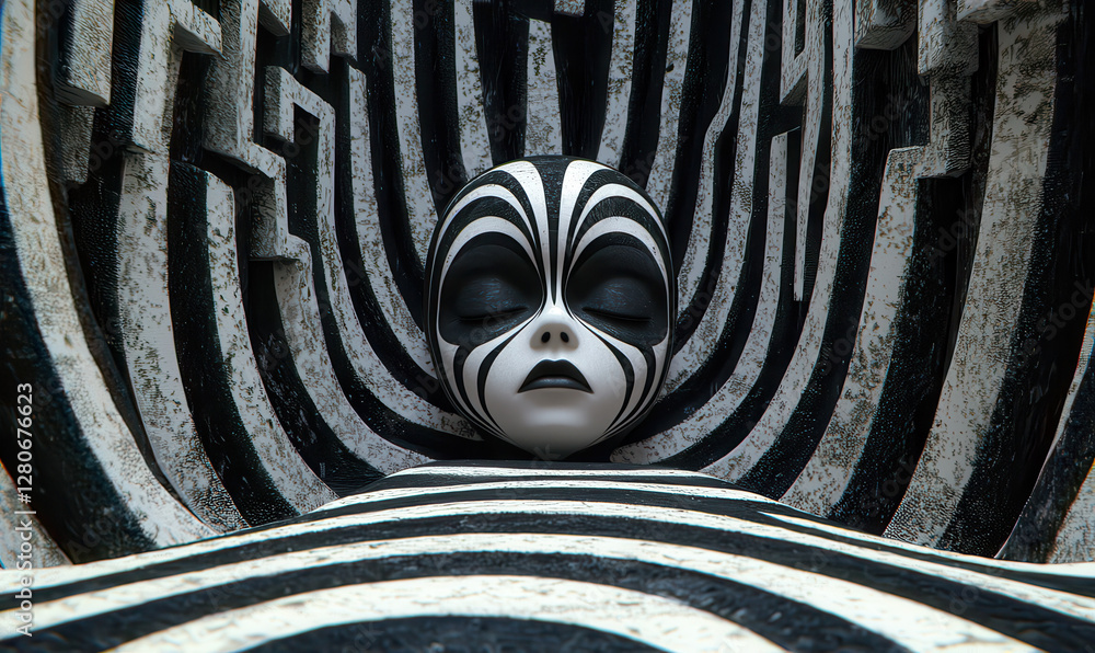Poster exploring the depths of consciousness: a surreal artistic interpretation of inner states through mon