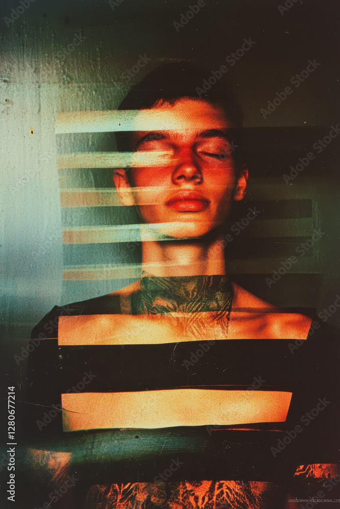 Poster exploring identity through color and form: an artistic portrait reflecting depth, emotion, and the m