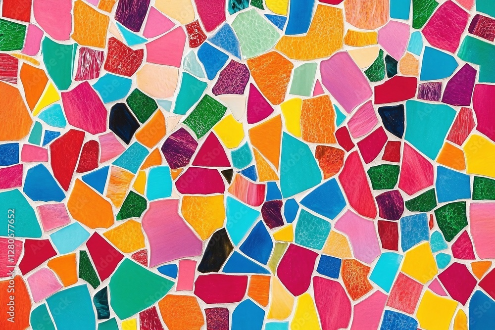 Aufkleber abstract mosaic pattern with multicolored textured tiles on white background for wall design and art