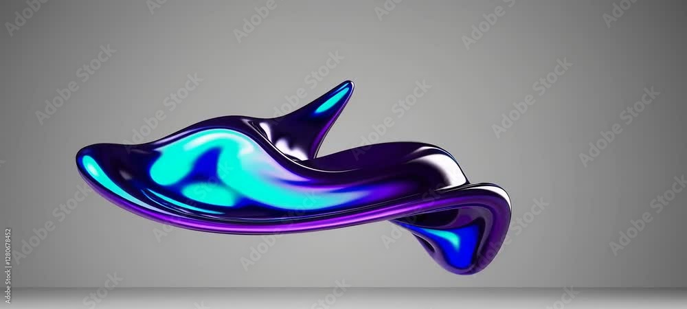Poster dynamic iridescent shape transformation in minimalist space