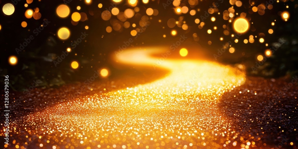 Aufkleber a shimmering golden path surrounded by sparkling lights creates a magical atmosphere, inviting explo