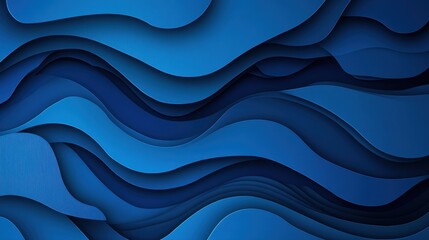 Obraz premium Abstract layered blue waves create a serene and modern backdrop, perfect for web design or creative projects.