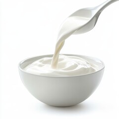 Creamy Indulgence Spoonful Delight in a Bowl of Fresh Cream Delicious Dairy Rich Refreshment