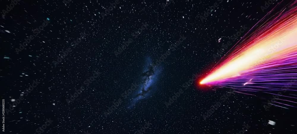 Wall mural cosmic explosion unleashes glowing energy burst across starry universe