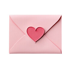 Cute Pink Envelope with Heart on transparent background.