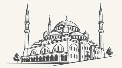Mosque Vector Art Istanbul turkey