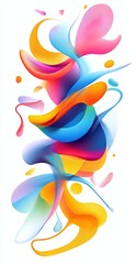 Obraz premium Vibrant Abstract Flowing Gradient Shapes with Dynamic Colorful Strokes on White Background Design