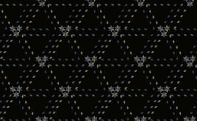 Seamless geometric pattern with stripe weaving imitation in light and blue on black background. Vector illustration, for masculine shirt lady dress cloth textile cover wallpaper decoration cover