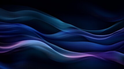 Obraz premium Dark Abstract Waves, Blue Purple Swirling Lines, Modern Art, Elegant Curves, Dark Background