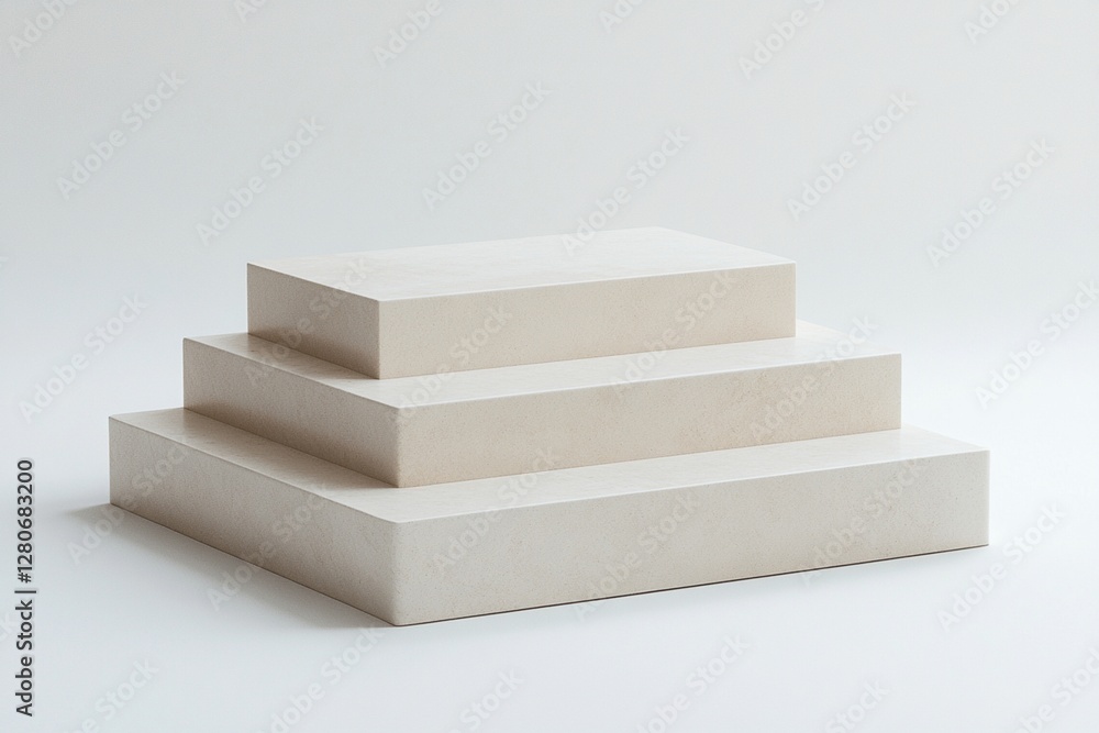 Aufkleber minimalist beige square steps product display platform mockup three levels cream color simple modern
