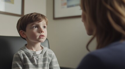 Obraz premium Autism research exploring early diagnostic tools in a clinic setting. Featuring assessment and evaluation