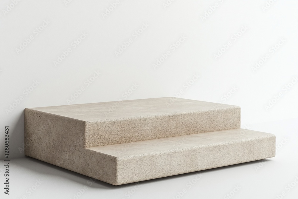 Aufkleber minimalist beige concrete two step platform modern product display stage studio background simple cl