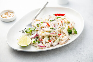 Squid salad with chili and cilantro