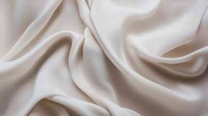 Fototapeta premium Creamy Waves, Soft Folds, Beige Fabric, Gentle Curves, Glossy Surface, Elegance, Subtle Texture