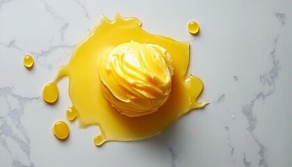 Melting butter ball on marble