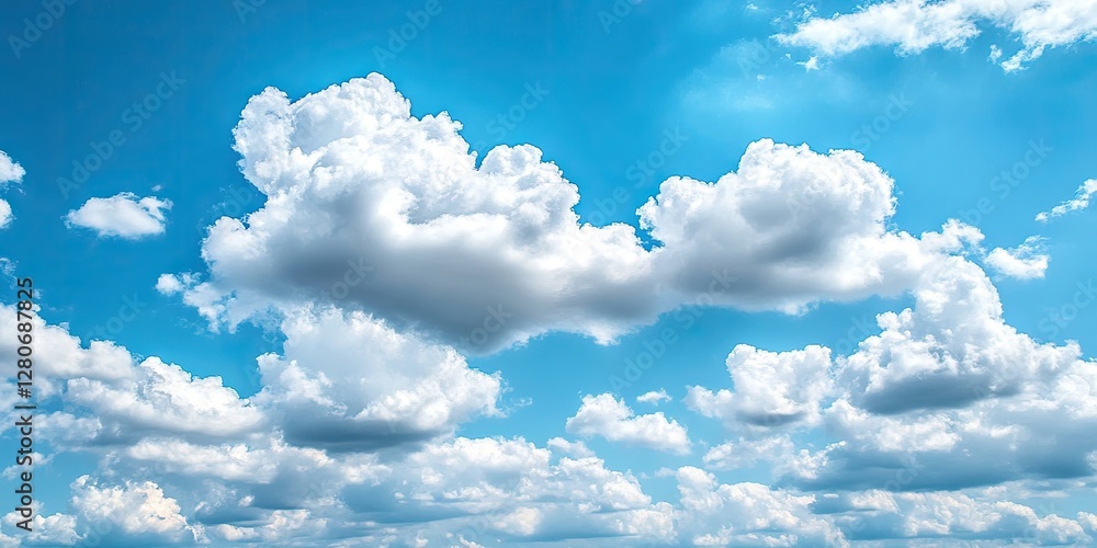 Aufkleber bright blue sky with fluffy white clouds scattered throughout, creating a serene atmosphere and perf