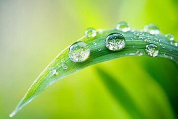 Close-Up of Water Droplets on Green Leaf Surface in Soft Focus