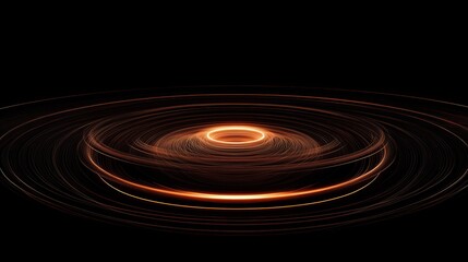 Abstract light circles, glowing rings, dark background, digital art, luminous vortex pattern