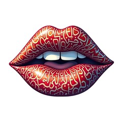 Isometric Depiction of Vibrant Geometric Lips Polygonal Vector Illustration