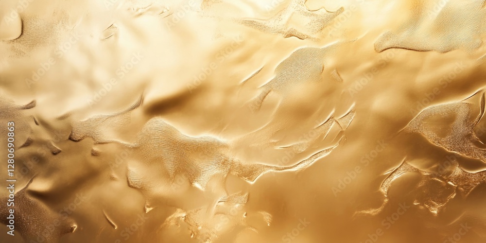 Poster gold textured surface with gradient shading in warm golden hues featuring soft waves and ripples cre