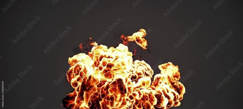 Poster dynamic explosion: fiery burst progression and impact in high definition