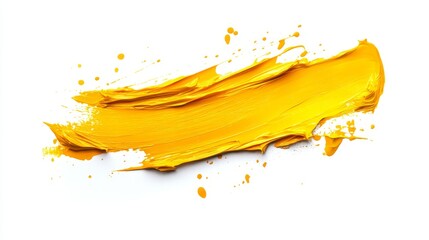 Fototapeta premium Yellow Brush Stroke, Bold Yellow Paint Streak, Vibrant Brush Stroke Art