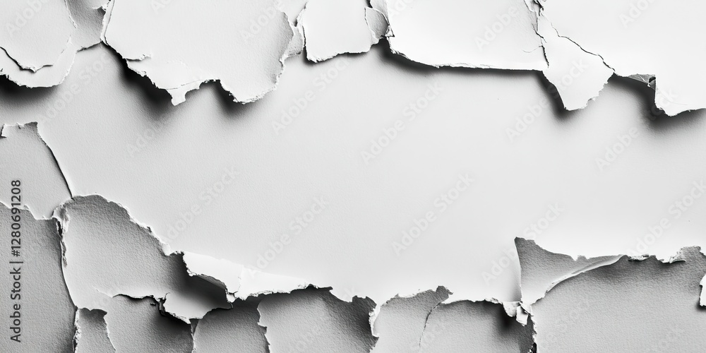 Aufkleber textured backdrop of torn white paper pieces with soft shadows creating ample copy space for text in