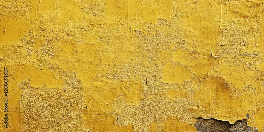 Aufkleber Textured yellow wall with a rustic finish showcasing various shades of yellow and subtle surface imperfections for creative background design.