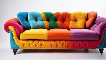 red sofa isolated on white