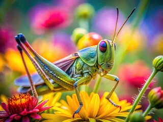 Fototapeta premium Sharp focus, stunning detail: A macro lens captures a field flower's beauty in high-DOF.