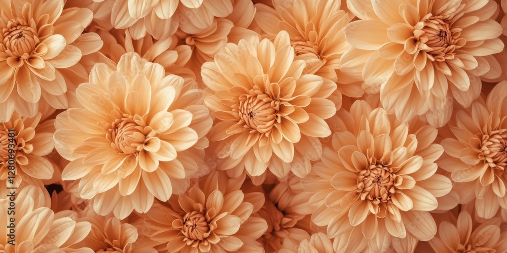 Poster soft peach flower texture featuring intricately detailed blossoms arranged densely, ideal for enrich