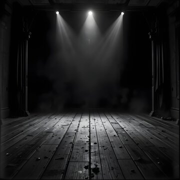 Dark moody background, weathered wooden floor