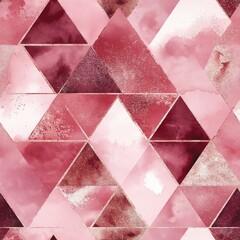 Colorful geometric pattern featuring triangles with shades of red and pink in a soft watercolor style