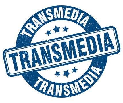 transmedia stamp. transmedia label. round grunge sign