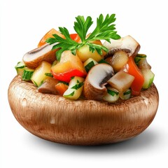 Stuffed Mushroom with Colorful Vegetables and Parsley Appetizer Dish Delightful Culinary