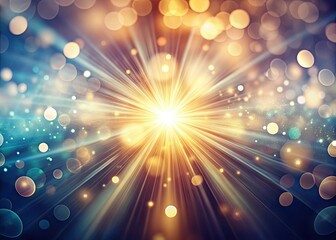Fototapeta premium Shimmering light rays dance across a smooth, colorful gradient, creating a soft, bokeh-filled digital art background.