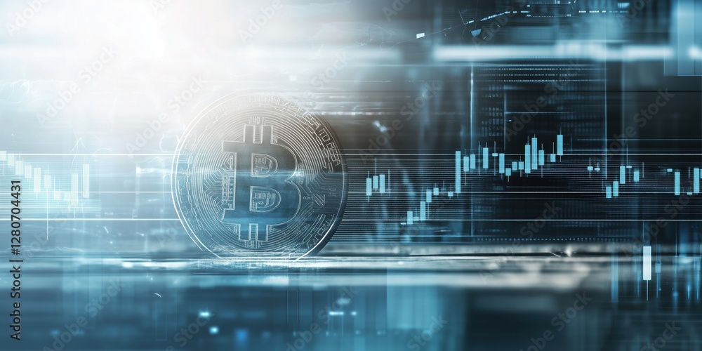 Aufkleber bitcoin analysis chart with digital currency symbol and market data indicators displayed clearly in 