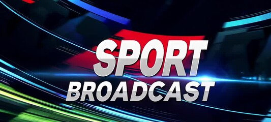 Dynamic sports broadcast opener with vibrant motion graphics and energetic backgrounds