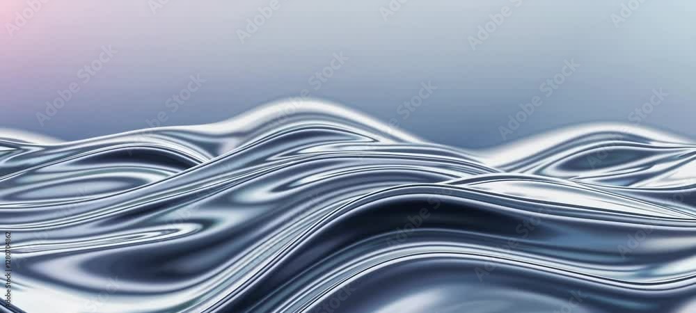 Poster mesmerizing metallic waves undulate in hypnotic rhythmic patterns