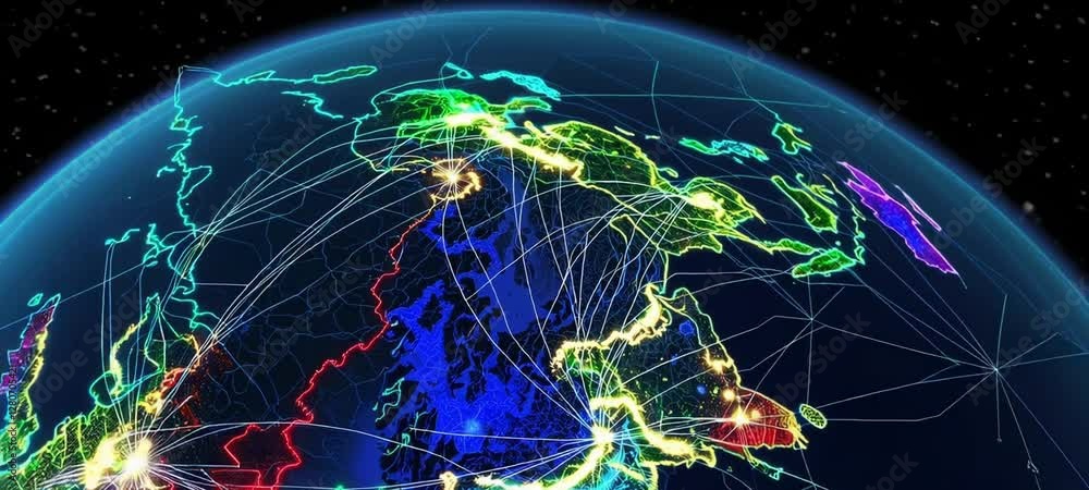 Poster global connectivity: dynamic data flow across illuminated network map