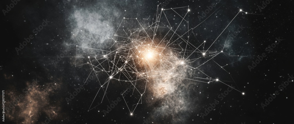 Poster pulsating colors illuminate the vastness of the universe in a stunning cosmic scene