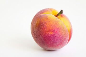 Fototapeta premium A single ripe peach on a white background