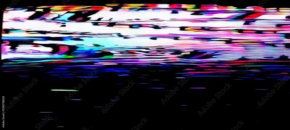 Poster vibrant glitch art transition with dynamic colorful distortion effect
