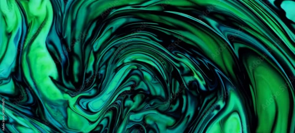 Poster dynamic green and blue abstract swirl pattern with mesmerizing fluid motion