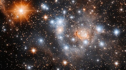 Fototapeta premium cosmic wonderland filled with glittering globular clusters, densely packed with thousands of ancient stars