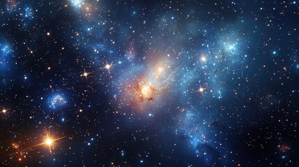 cosmic wonderland filled with glittering globular clusters, densely packed with thousands of ancient stars.