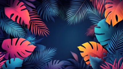 Naklejka premium An abstract illustration with colorful jungle leaves, evoking the energy and vibrancy of summer