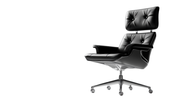 Luxurious black executive chair stands elegantly in minimalistic space